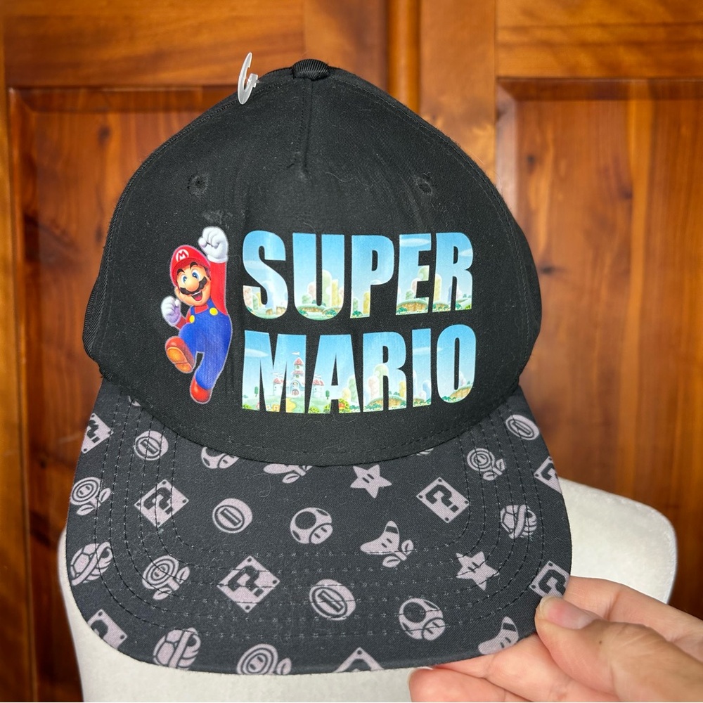 Nintendo Super Mario Bros Youth Snapback Hat Cap Black Gaming Fun Sporty
